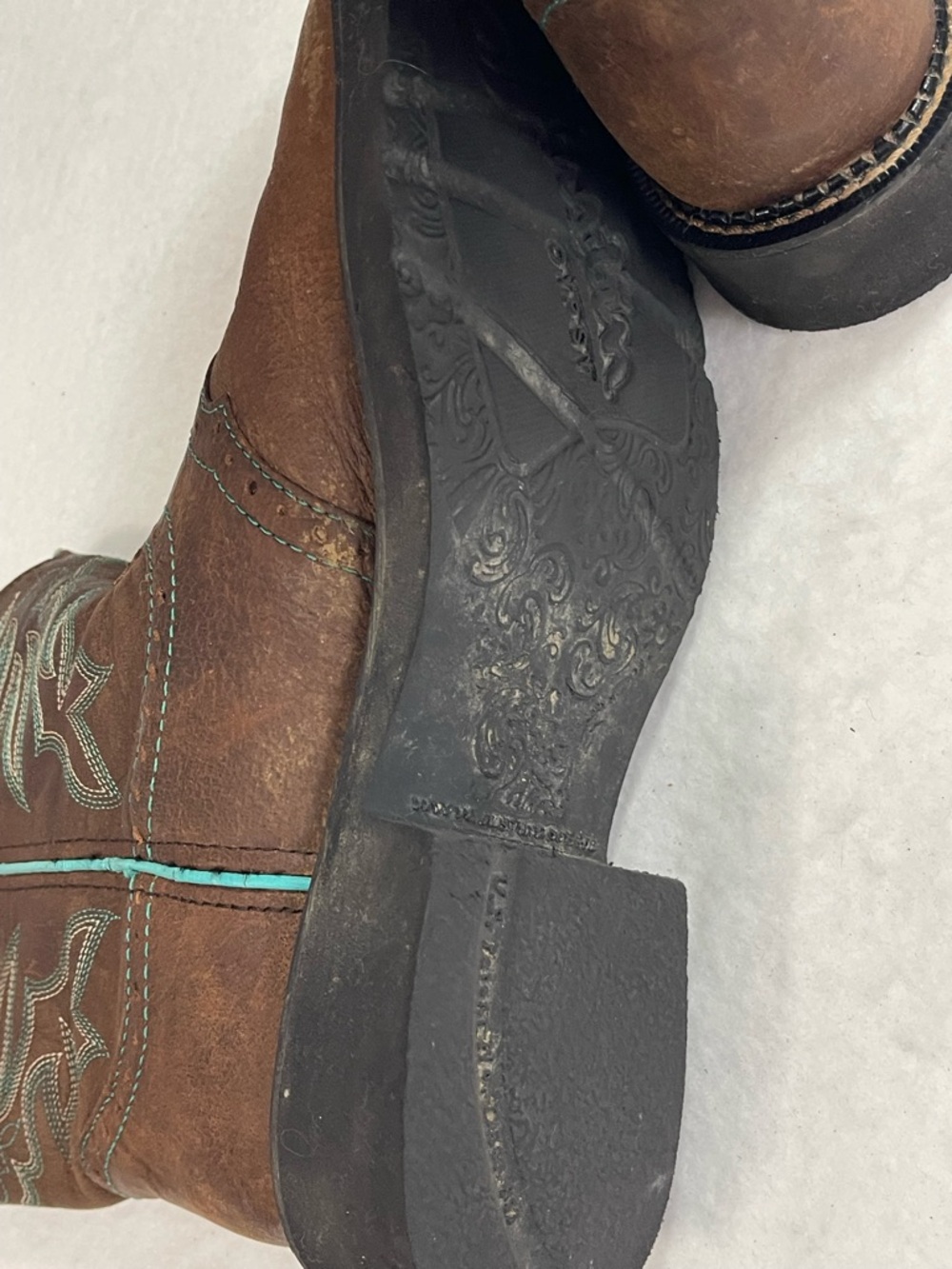Justin Mandra Chocolate Western square Boots L9624 Leather 9.5B - Picture 9 of 14
